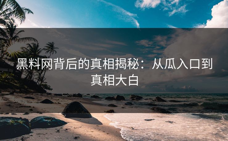 黑料网背后的真相揭秘：从瓜入口到真相大白