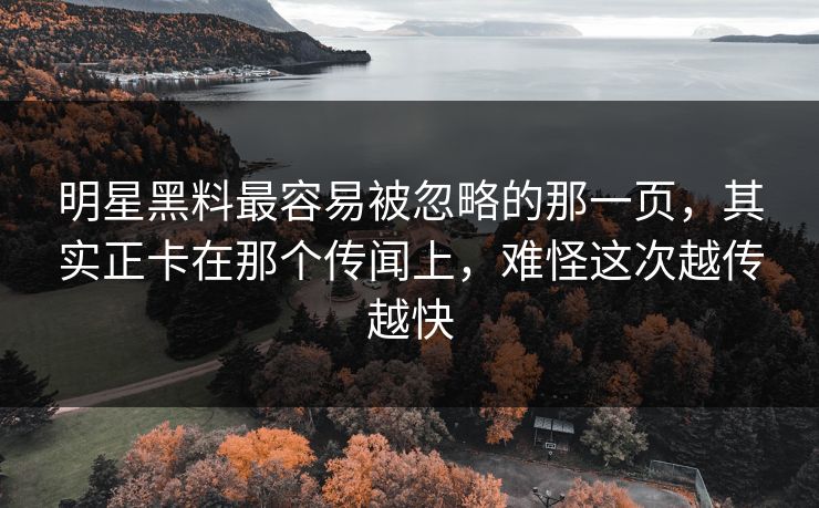 明星黑料最容易被忽略的那一页，其实正卡在那个传闻上，难怪这次越传越快