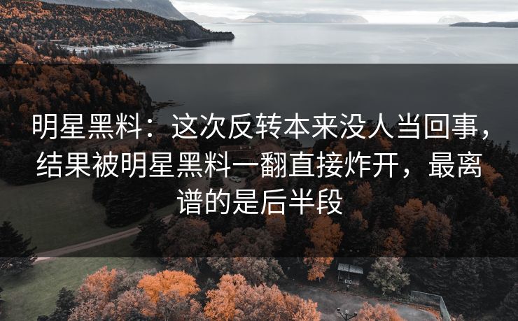 明星黑料:这次反转本来没人当回事,结果被明星黑料一翻直接炸开,最离谱的是后半段 明星黑料:这次反转本来没人当回事,结果被明星黑料一翻直接炸开,最离谱的是后半段