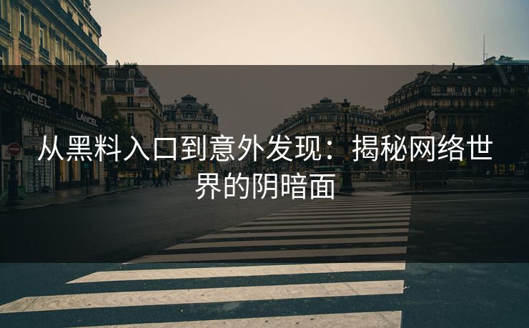 从黑料入口到意外发现:揭秘网络世界的阴暗面 从黑料入口到意外发现:揭秘网络世界的阴暗面
