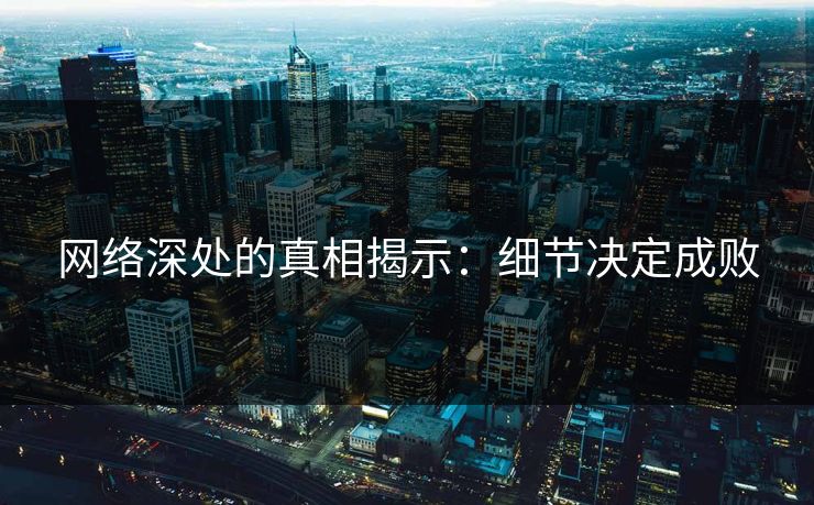网络深处的真相揭示:细节决定成败 网络深处的真相揭示:细节决定成败